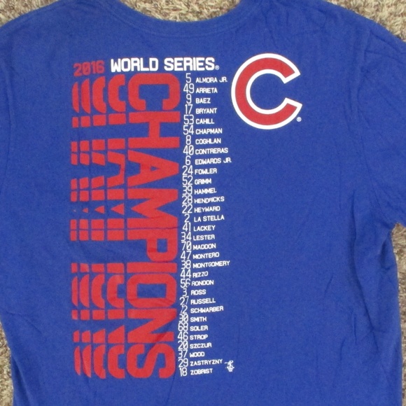 Chicago Cubs Nike Shirt Men's XL Blue Red MLB World Series 2016 Athletic Cut S/S - Picture 4 of 5